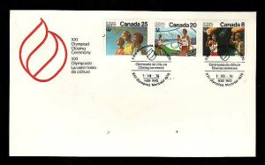 Canada-Sc#681-3 -stamps on FDC-Summer Olympics-Sports-1976-