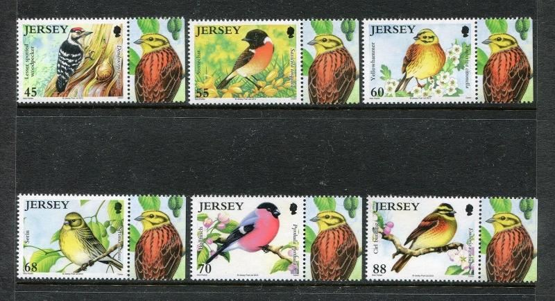 Jersey 1609-1615 MNH 2012 Birds Sparrow, Chaffinch, Blue Tit, Blackbird, x20187C