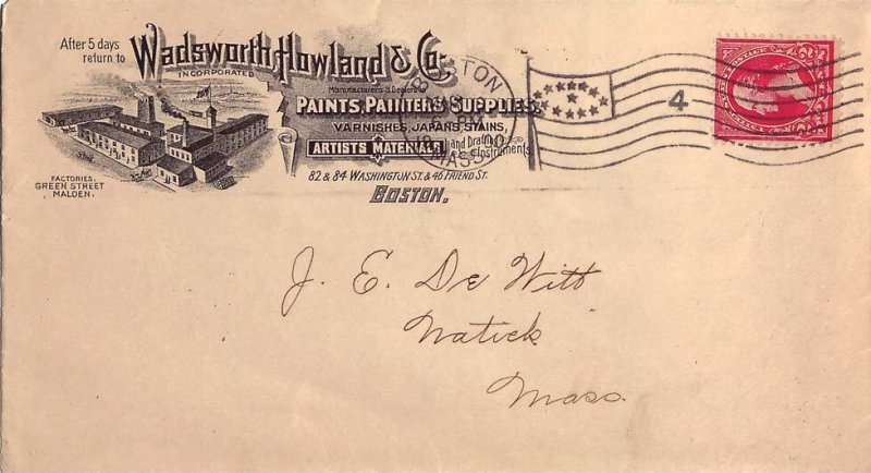 United States Massachusetts Boston, Mass. 1900 American Flag Type B4(4)  Illu...