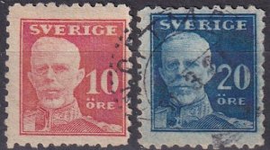 Sweden #142-3 F-VF Used CV $17.00 (Z1858)