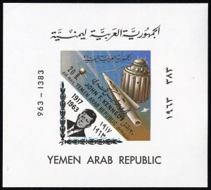 Yemen Stamps MNH Kennedy Souvenir Sheet Overprint Rare
