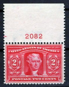 US 324 MNH VF with Plate Number, 2c carmine Louisiana Purchase ZAYIX 0424MAR0014