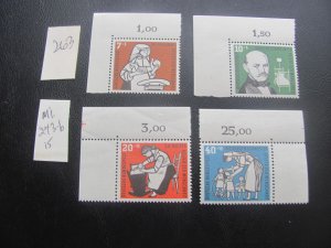 GERMANY 1956 MNH MI. 243-246 CORNER MARGIN SET XF (263) ALL MARGIN #s OR CM
