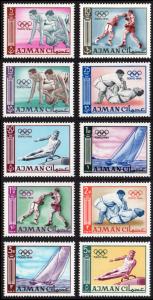 Ajman Mi #31A-40A set/10 mnh - 1965 - 1964 Summer Olympics Tokyo - perf