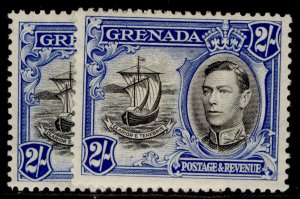 GRENADA GVI SG161 + 161a, 2s PERF VARIETIES, LH MINT. Cat £90.