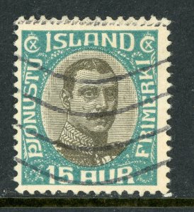 Iceland 1920 Official 15a Scott #O44 VFU D640 