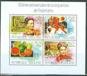 TOGO 2014 60th MEMORIAL ANNIVERSARY OF FRIDA KAHLO SHEET  MINT NH