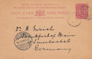 St. Kitts Nevis - Nevis Apr 1, 1900 Card to Germany