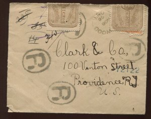 OX7 Post Office Seals Used on 1898 Registered Cover Canada to Rhode Island OX-A1