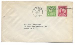 Quebec, Canada Paquebot 1933 to Buffalo, New York, 2-color franking