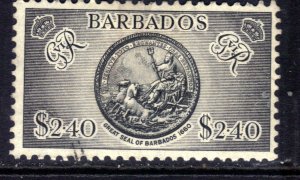 Barbados 1950 KGV1 $2.40 Seal of Barbados used SG 282 ( J892 )