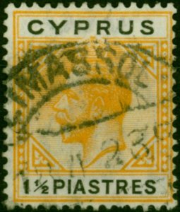 Cyprus 1922 1 1/2pi Yellow & Black SG91 Fine Used (3)