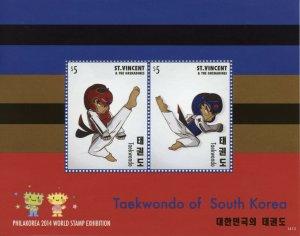 St Vincent & Grenadines Sports Stamps 2014 MNH Taekwondo Philakorea 2v S/S II