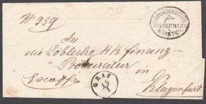 AUSTRIA 1867 Official folded entire - cover - Graz to Klagenfurt............E745