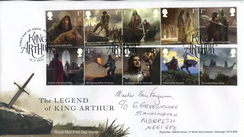 2021 Legend of King Arthur First Day Cover Winchester Cancel 