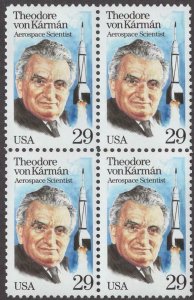 1992 Theodore Von Karman Block Of 4 29c Postage Stamps, Sc# 2699, MNH, OG