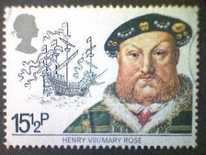 Great Britain, Scott #991, used(o), 1982, Kg Henry VIII and the Mary Rose, 15½p