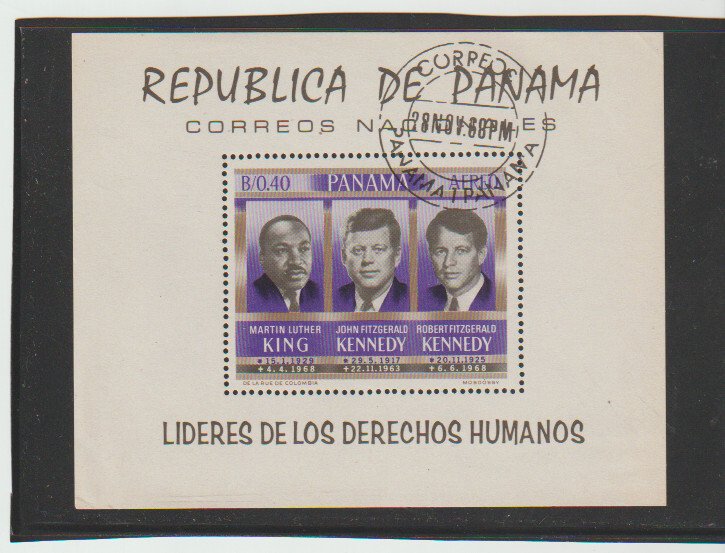 Panama Scott #C363a VF Used  Souvenir Sheet, 1968, Kennedy, ML King CV.$42.