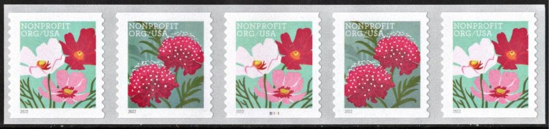 SC#5664-65 (Nonprofit) Butterfly Garden Flowers Plate Strip of Five (2022) SA