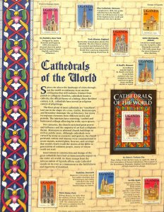 Postal Commemorative Society Stamp Panel MNH, Uganda, Cathedrals Of World