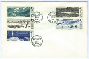 Sweden Scott 857a 1970 Around the Arctic Circle Booklet Pane First Day Cover