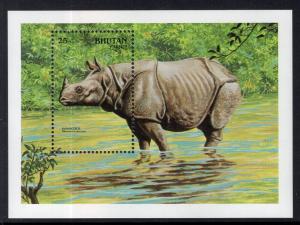 Bhutan 930 Rhinoceros Souvenir Sheet MNH VF