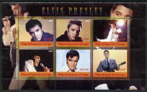 CONGO KIN. - 2009 - Elvis Presley - Perf 6v Sheet - MNH - Private Issue