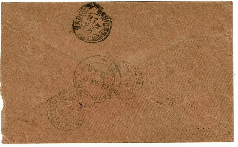 Indochina 1917 incoming cover to Sadec from India, 50c postage due, Scott J13