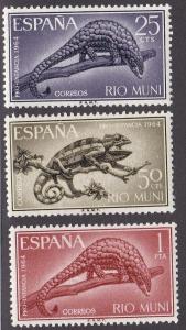 Rio Muni # 32-34, Tree Pangolin & Chameleon, Mint LH,