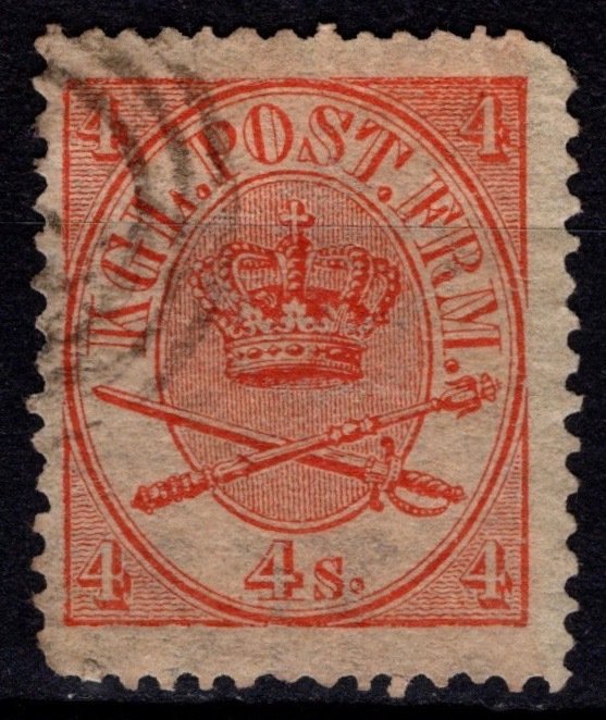 Denmark 1864-70 Christian IX Definitive, 4sk vermillion [Used]