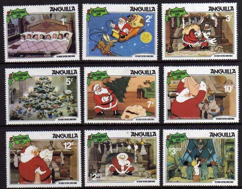 1981 Anguilla Scott 453-462 Disney Christmas MNH