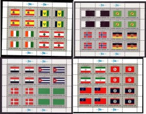 United Nations New York-Sc#528-43- id8- four unused NH sheets-Flags-1988-