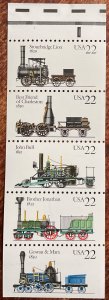 US #2366a MNH Folded Booklet Pane of 6 w/Tab Locomotives SCV $2.50 L42