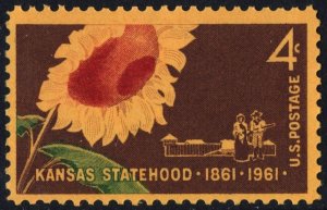 SC#1183 4¢ Kansas Statehood Single (1961) MNH