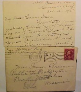 US COVER WITH LETTER CORONADO CALIFORNIA SCARCE 1926 FLAG CANCEL