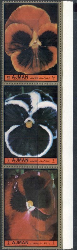 Ajman 1972 Mi#2130-2132 Flowers, Violets str3 MUH