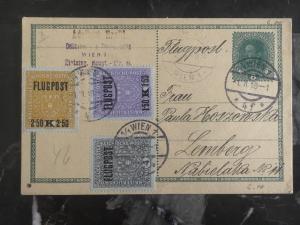 1918 Vienna Austria to Lemberg Poland Airmail Cover # C1-C3 Postcard