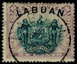 LABUAN SG73b, 24c pale mauve, FINE USED. Cat £55.