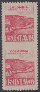 COLOMBIA 1945 Sc C136 PAIR, HORIZONTALLY IMPERF HINGED MINT F,VF 