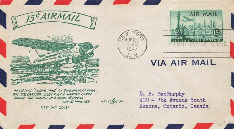 C35 15c AIRMAIL - Pent Arts cachet send to Canada