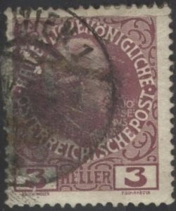 Austria 112 (used) 3h Joseph II, magenta (1908)