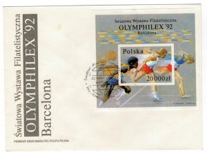 Poland 1992 FDC Stamps Souvenir Sheet Scott 3099 Olympic Games Sport Running