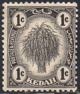 Kedah 1922 1c black  MH