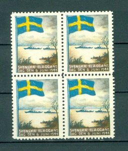 Sweden Poster Stamp Mnh.1944.4-Block National Day June 6.Swedish Flag.Navy Ships