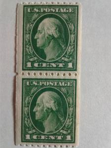 SCOTT # 441 HORIZONTAL COIL PAIR MINT NEVER HINGED GEM