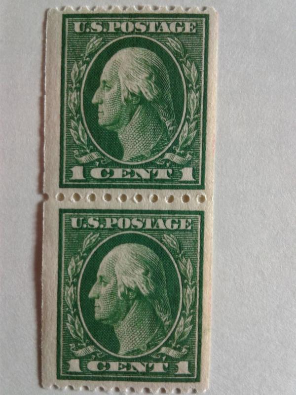 SCOTT # 441 HORIZONTAL COIL PAIR MINT NEVER HINGED GEM