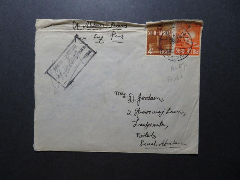 Egypt WWII Active Service Censor Cover to South Africa / Top Creasing - Z11616 