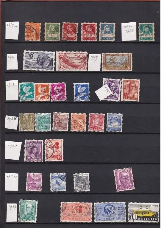 Switzerland lot of 870+ different used stamps from 1862 to 1997 (no album)