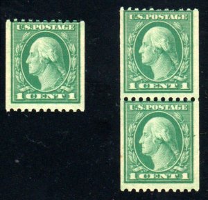 448, Mint  NH 1¢  Coil Pair plus single ⭐⭐⭐⭐⭐