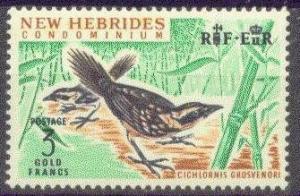 NEW HEBRIDES BR. 106 MNH 1965 $3.THICKET WARBLER BIRD CV$12.